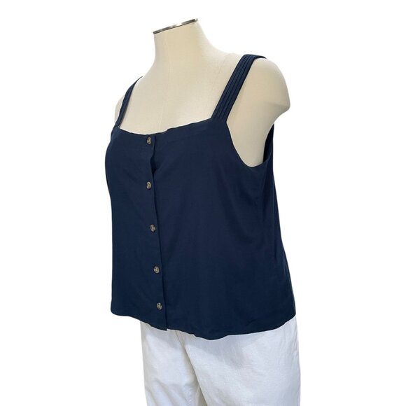 Market & Spruce XXL Navy Blue Button Front Tank Top Sleeveless Summer Casual - Picture 8 of 8